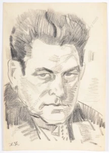 Anatoli Dovzhenko (1932-1991) "Male portrait", drawing, 1960s (1) - Picture 1 of 3