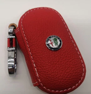 Red Cowhide leather Car Key Holder Keychain Ring Case Bag Fit For Alfa Romeo Car - Picture 1 of 7
