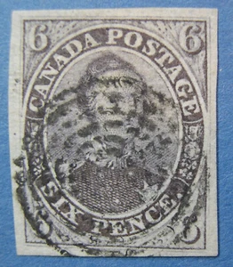 Kanada 1851 6p grau lila, gelegtes Papier (Scott 2b, SG 3) CV 1750 $ problemlos - Bild 1 von 3