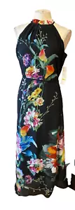 Leslie Fay Maxi Dress 4 Small Black Floral Tropical Washable NWT $129.50 New - Picture 1 of 7