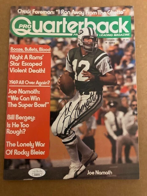 Joe Namath Boldly Signed Pro Quarterback Illustrated Magazine 1975 with JSA Cert - Image 1 of 1