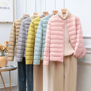 Winter Lightweight Down Jacket Women's Round Neck Short Plus Size Lightweight - Picture 1 of 19