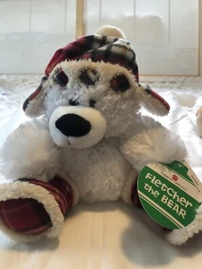 Peluche American Greetings Fletcher The Bear piel blanca, sombrero a cuadros rojo vacaciones nuevo con etiquetas - Imagen 1 de 4