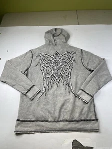 Vintage Y2K Affliction Hoodie Sweatshirt Reversible Full Zip Tribal Mens XL - Picture 1 of 9