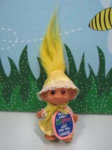 1991 Good Luck Wishnik Girl - Muñeca Troll Uneeda de 3" - NUEVO STOCK EN TIENDA con etiqueta colgante - Imagen 1 de 7
