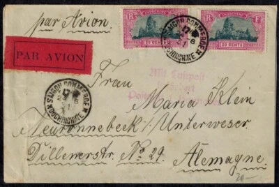 Indochina 1931 Airmail Cover w/SC 128 10C & SC 133 20C x 3 Unusual & RARE - Image 1 of 4