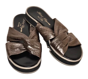 ROBERT CLERGERIE PARIS Bronze Leather Slip-On Platform Sandals US 8.5 FRANCE - Picture 1 of 14