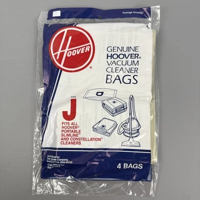Genuine Hoover Type J Vacuum Bags Style 4010010J - OEM New - 4 Pack - Image 1 of 2