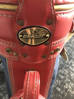 Bolsa de golf Dunlop de cuero, 3 vías, roja y azul, vintage Foto 1 de 4
