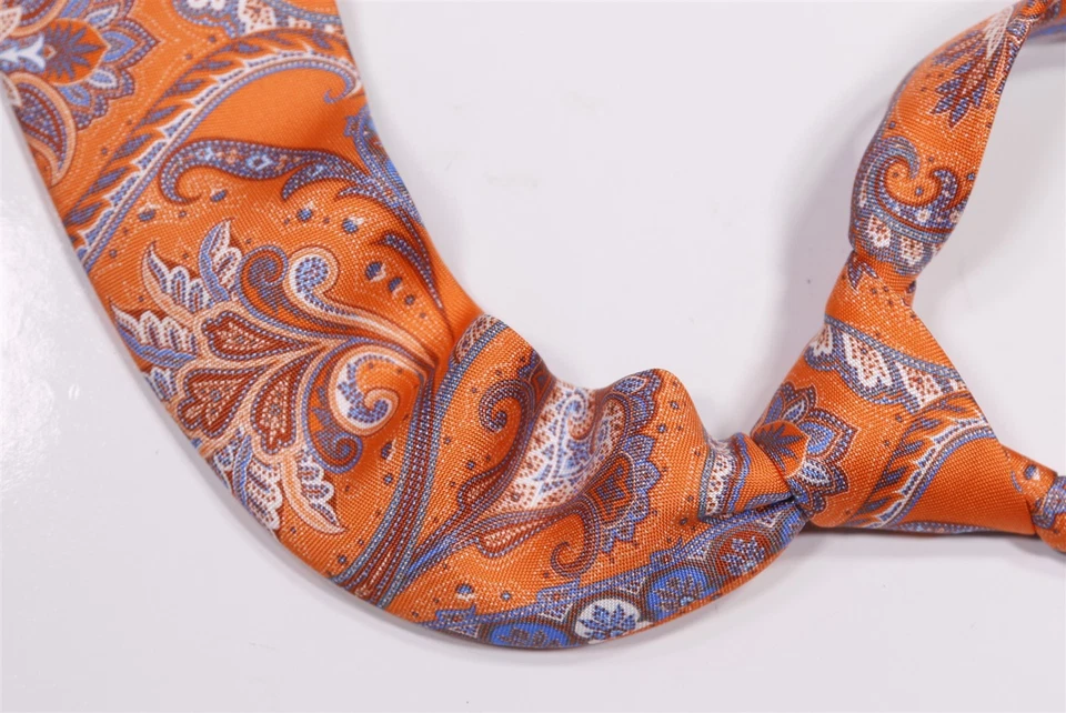 Corbata Marchesi di Como Naranja Azul Paisley Seda Foto 1 de 4
