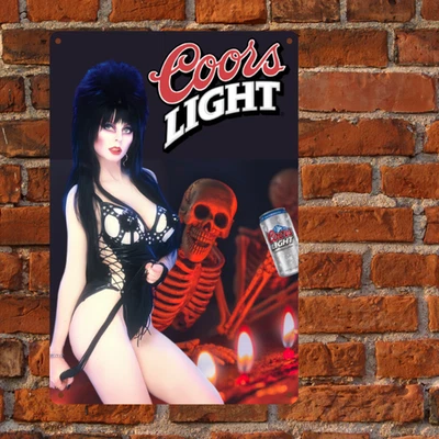 Elvira Coors Light Beer Advertising Metal Sign - Bar Man Cave Garage Art Decor - Image 1 of 2