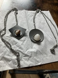 Collana vintage 2 in acciaio inox con pietre stile 60/70 - Foto 1 di 7