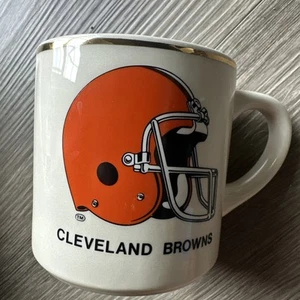 80s 90s Vintage NFL Rare Find Ceramic Cleveland Browns Coffee Mug Gold Football - Picture 1 of 4