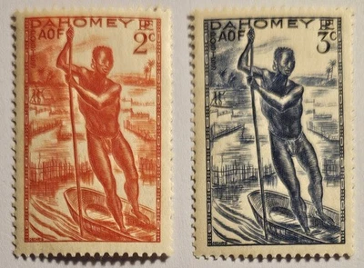 Dahomey (Benin) Circa 1941, Villager, 2 MINT, MNH, Stamps, Sc#113-4 FREE SHIP! - Image 1 of 4
