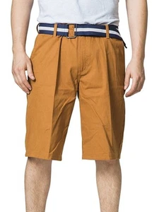 True Rock Men's 100% Cotton Flat Front Casual Belted Walking Shorts - CLEARANCE - Picture 1 of 5