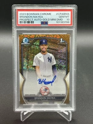 Brandon Mayea 2023 Bowman Chrome Gold Shimmer Refractor Auto /50 PSA 10 Yankees - Image 1 of 2
