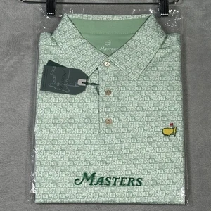 Masters Tech Golf Shirt Mens Large Green Performance Polo Pattern Concessions - Picture 1 of 8
