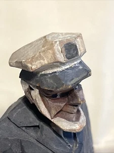 Vintage handgeschnitzte Holz Volkskunst Fischermütze mit weißem Bart blauer Mantel 5 Zoll  - Bild 1 von 12