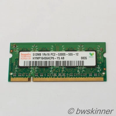 1x 512MB 1Rx16 PC2-5300S-555 Hynix RAM Module. HYMP164S64CP6. 512MB. - Image 1 of 2