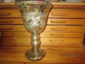 LARGE GOLDEN GLASS PEDESTAL VASE--14  HIGH 9 1/2" ACROSS --#T19A-5 - Picture 1 of 24