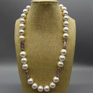 Stauer Kulturperlenkette Amethyst Goldton Strass Akzente 22 Zoll - Bild 1 von 16