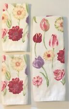 Tulips & Spring Floral 3 Piece  Bath Towel Set ECHO, 90s Vintage 100% Cotton