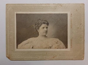 Late 1800s 3x4 Cabinet Card Woman's Portrait Lenney Photo Studio Atlanta Georgia - Picture 1 of 7
