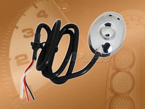 PILOT AUTOMOTIVE PL-SW18G CHROME PUSH BUTTON SWITCH WITH GREEN RED LED LIGHT - Picture 1 of 1