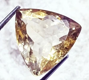 Natürlicher Zitronentopas 13,30 ct brasilianischer loser Edelstein Billionenform zertifiziert - Bild 1 von 6
