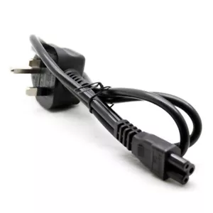 Clover Leaf Power Cable Cloverleaf Mains Lead - 1m Long Genuine UK Plug to C5 - Picture 1 of 6