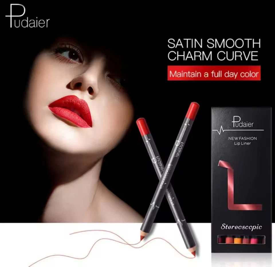 Fashion Waterproof Lipliner Pen Set Red Make Up Contour Tint Lipstick Beauty - Image 1 of 4