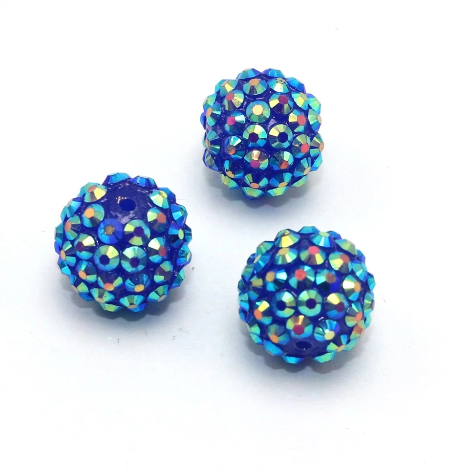 20 cuentas de bola DISCO pavé de diamantes de imitación acrílico azul profundo 16 mm hágalo usted mismo brazalete pendiente Foto 1 de 4