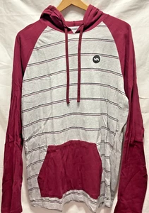 RVCA VA hoodie LS gray stripe pullover hoodie size L Balance of Opposites Tenor - Picture 1 of 17