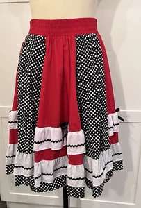 Twirlerz Square Dance Skirt Red Black White Polka Dot Medium Rockabilly Style 66 - Picture 1 of 11