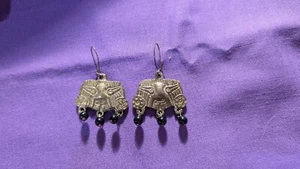 Peruvian Bronze Mask Earrings - Picture 1 of 5