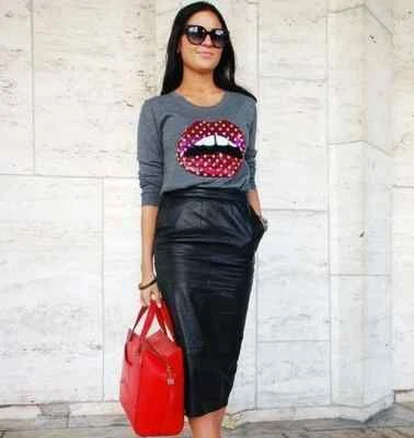 Lambskin Stylish Women's Skirt Black Handmade Leather Genuine Party Wear Soft - Image 1 of 4