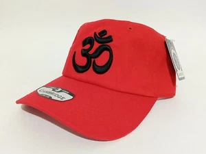 Om Aum Ohm Yoga Namaste Symbol 3D Embroidered Ball Cap Dad Hat Red & Black Hat - Picture 1 of 5