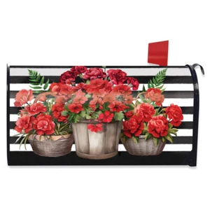 Briarwood Lane Striped Geraniums Oversized Mailbox Cover - Picture 1 of 3