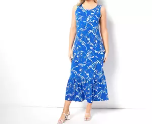 Abito midi Truth + Style in maglia con volant stampato - Cobalto/Bianco, Petite SMALL - Foto 1 di 1