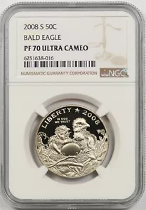2008-S Bald Eagle 50C NGC PF 70 Ultra Cameo Modern Commemorative Half Dollar - Picture 1 of 4