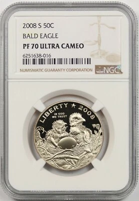 2008-S Bald Eagle 50C NGC PF 70 Ultra Cameo Modern Commemorative Half Dollar  - Image 1 of 4
