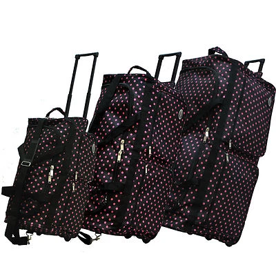 "E-Z Roll" Fashionable Polka Dots Rolling Duffle Bag Size 22"/30"/36" 3 colors