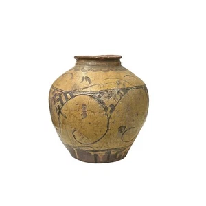 Vintage Earthy Beige Brown Village Rural Pottery Ceramic Pot Vase ws4525 - Picture 1 of 6