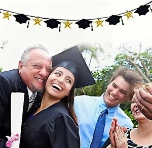Graduation Star Glittery Banner Bunting Garland Party Decoration Flags Celebrate - Picture 1 of 4