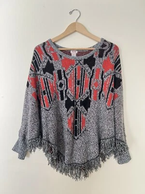 Mossimo Supply & Co. Womens Sweater L/XG Poncho Gray Knit Outdoor Winter Casual - Image 1 of 4