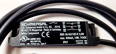 Schmersal - BNS 36-02/10Z-R 3,0M - Safety Sensor w/3M Cable - 30vdc, 10W, 250mA - Image 1 of 2