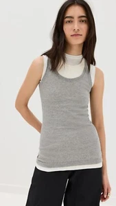 NWT JIL SANDER Gray Ivory White Cotton Set Of 3 Knit Jersey Layered Tank Top S - Picture 1 of 15