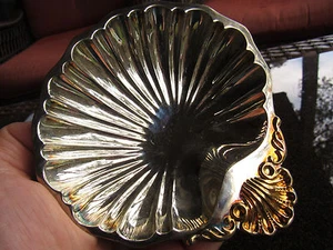 STUNNING Silverplate Sea Scallop Clam Shell Footed Candy Nut, Keys Trinket Dish - Picture 1 of 3
