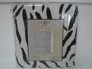 WINCHESTER ZEBRA STRIPED FABRIC SHOWER CURTAIN BLACK & CREAM - NEW - Picture 1 of 1