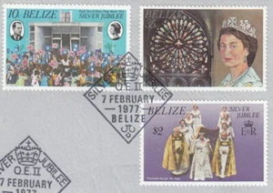 (84984) Belize Used Queen Silver Jubilee 1977 ON PIECE - Picture 1 of 1